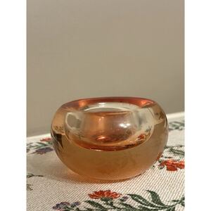 Bubble Art Glow Tealight Candle Holder Orange Germany Heavy Glass Fairy Lamp